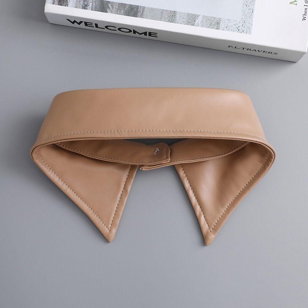 Korean Style Detachable Shirt Colar Square Neck Shoulder Wraps PU Leather Fake Collar  Sewing