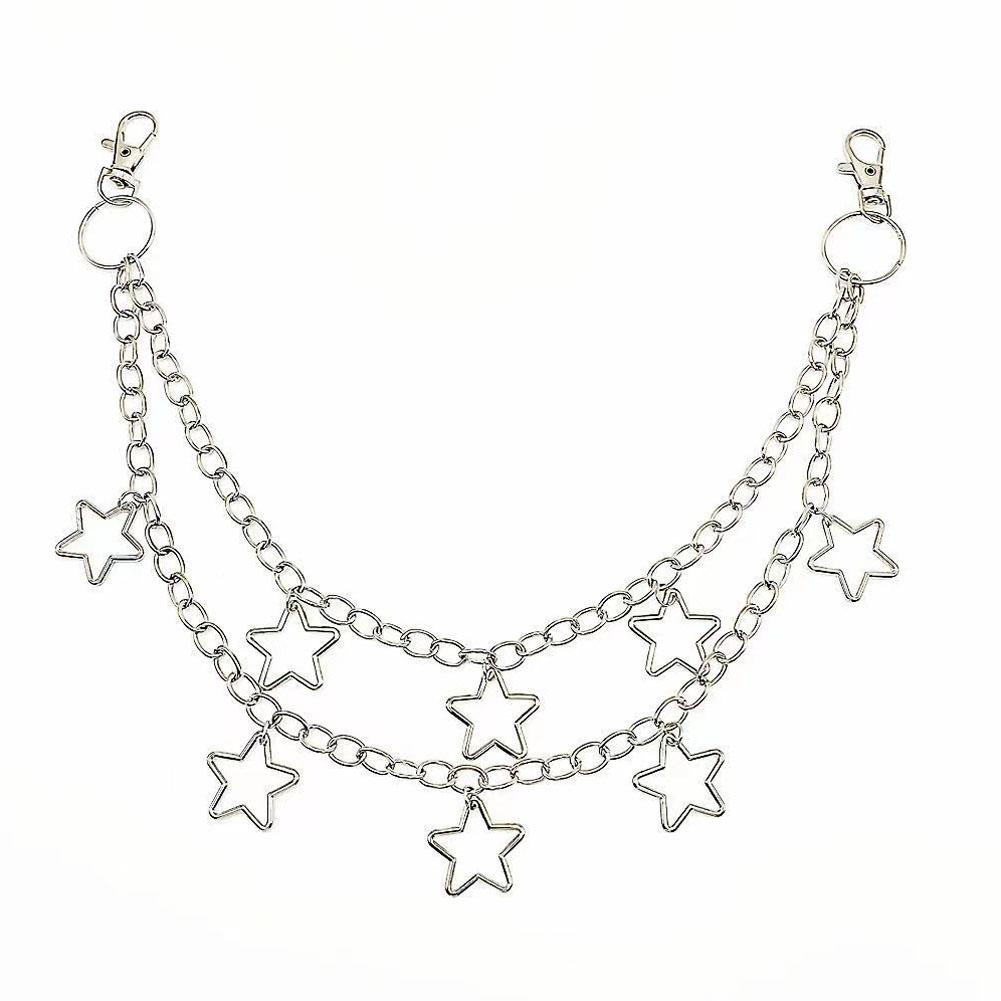 Star Pendant Metal Pants Chain Women Men Hip Hop Multilayer Chain Tassel Chain Star Pendant For S1M8