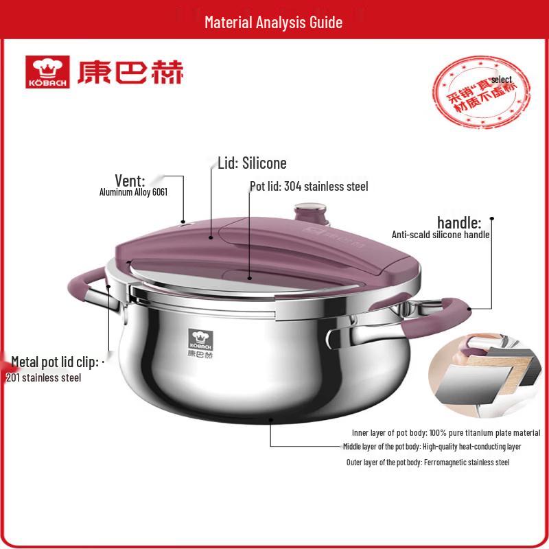 Kangbache Pure Titanium Pressure Cooker with Standable Lid