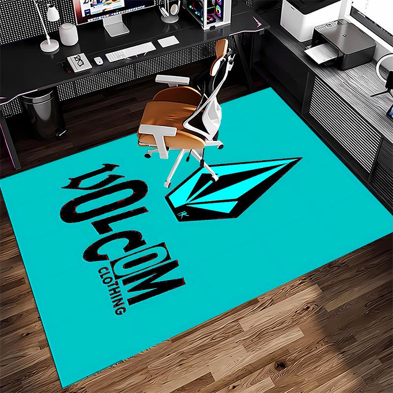 1pc V-VOLCOM LOGO5 Print Area Rug - Soft, Washable Non-Slip Indoor Mat for Office Chairs, Living Room, Home Office Decorative Rug