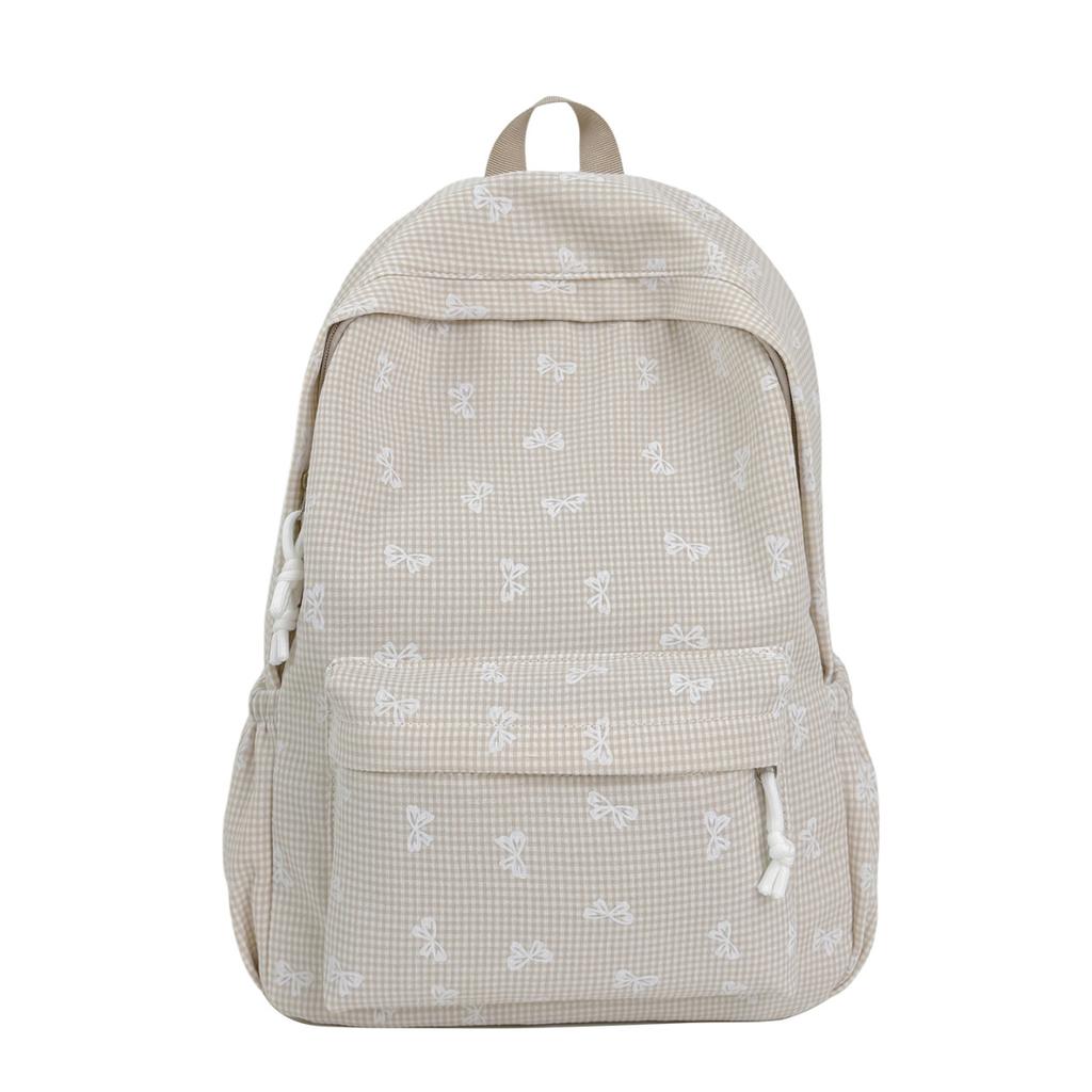 Schoolbag new schoolbag female ins college style backpack large capacity Korean version bow print middle school backpack