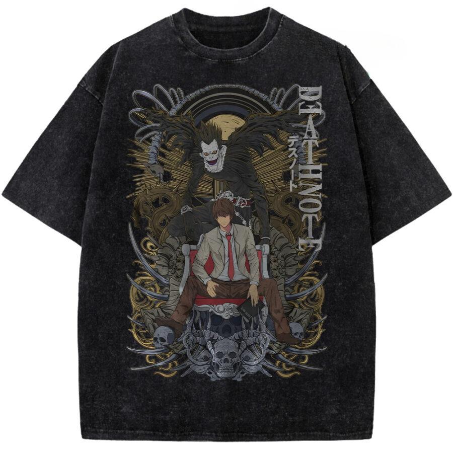 

Yagami Light Ryuk Print Tshirt Anime Death Note Clothing Men Women Loose Tshirts Retro Washed T Shirt Harajuku Male Cotton Tops S