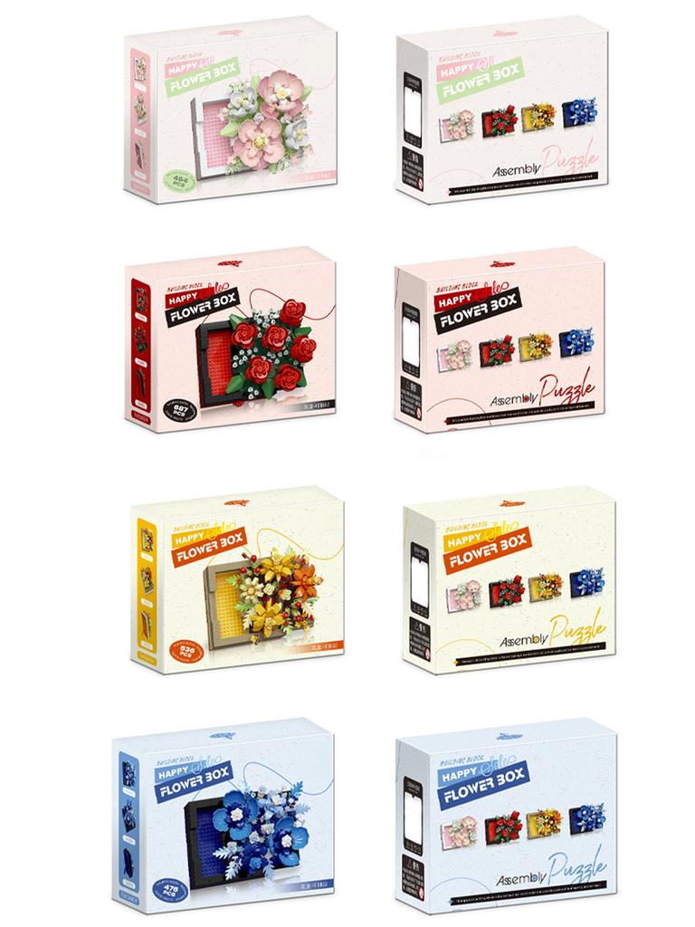5 verschiedene Arten von Blumenkasten-Bausteinen, Spielzeug für immerblühende Blumen, DIY-Schreibtischdekoration, Geburtstagsgeschenk, Festtagsgeschenk