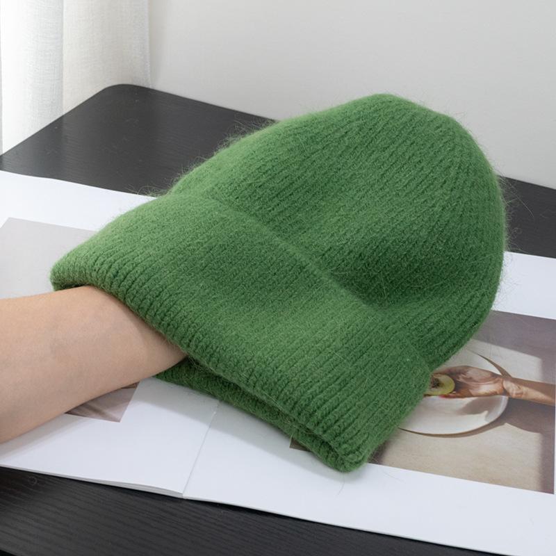 Korėjietiškos saldainių spalvos triušio kailio kepurė su gobtuvu, moteriška, šilta megzta kepurė, korėjietiška japoniška šalta kepurė Instagram virusinė tendencija