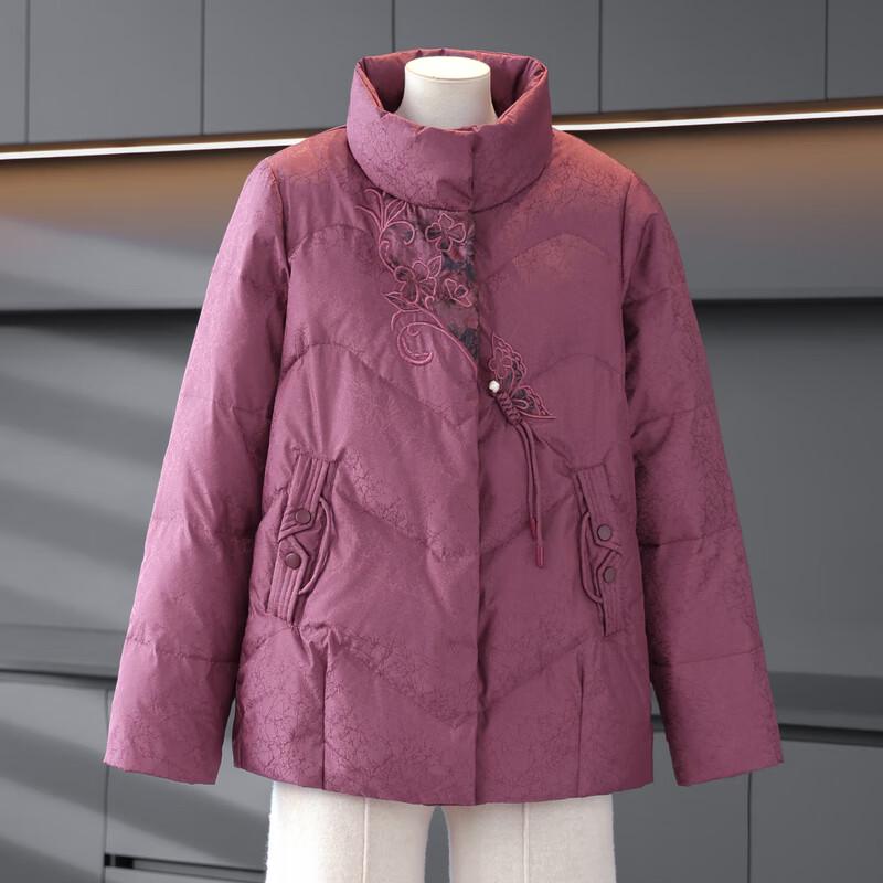 Xiaofu Women's Winter Embroidered Stand Collar Cotton Padded Jacket