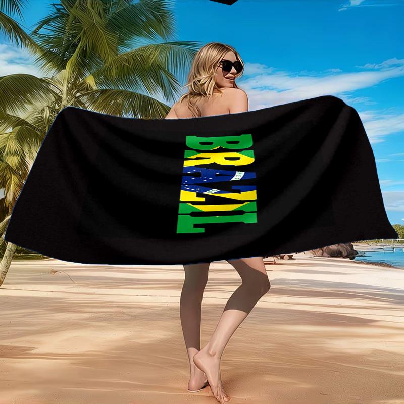 Brasilien Kunstwerk Gedrucktes Mikrofaser Strandtuch, Weich und Saugfähig, Schnelltrocknend, Ideal für Sommerreisen, Strand-Essentials, Schwimmbad