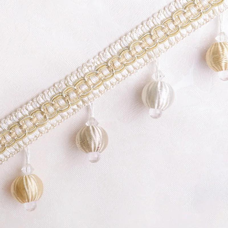 5.5M Curtain Sewing Tassel Fringe Lace Crystal Beads Weave Ball Trim Upholstery Home Decor Elegant Delicate Curtain Accessories