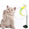 Cat Teaser Wand with Cup Base Bell Suction Long Wand Flexible Bendable Relieve Boredom Simulation Bird Interactive Feather Cat