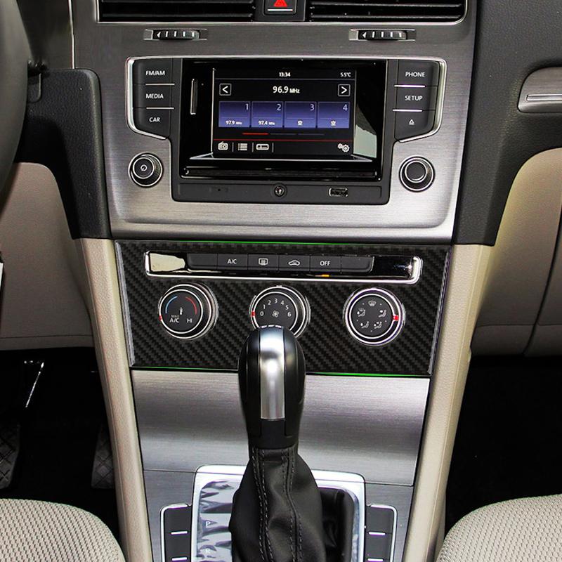 Carbon Fiber Interior Center Control Air Condition Knob Frame Cover Sticker Trim For VW Golf 7 MK7 VII 2013 2014 2015 2016