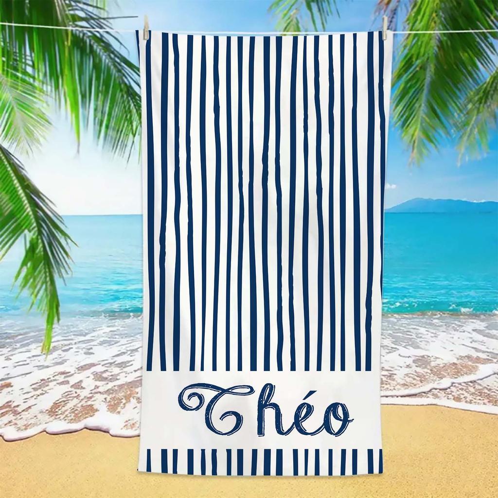Personalized Girls Beach Towel With Name Custom Beach Towels Striped Pool Towel with Logo Text For Wholesale Beach Accessories