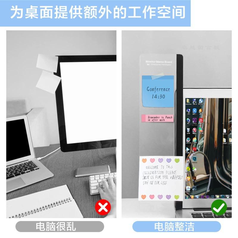 Acrylic Sticky Note Holder Computer Monitor Side Mount Desk Organizer With Adhesive Back