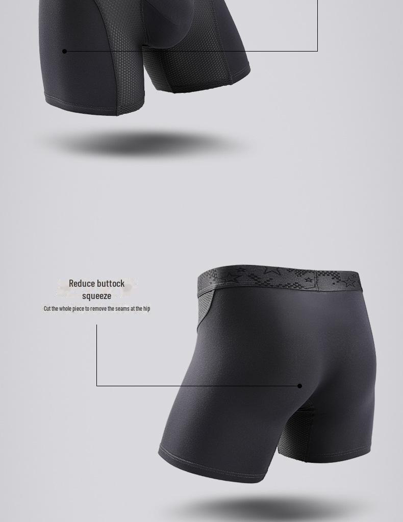 Men's Anti-Friction Sports Boxer Briefs, Large Size, Antibacterial Training Shorts