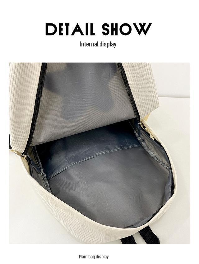 Star Women's Corduroy Backpack - Large Capacity, College Style for Junior & High School Students