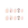 Nail White French Flower Black Leaf Short Manicure Nail Piece Press On Nail