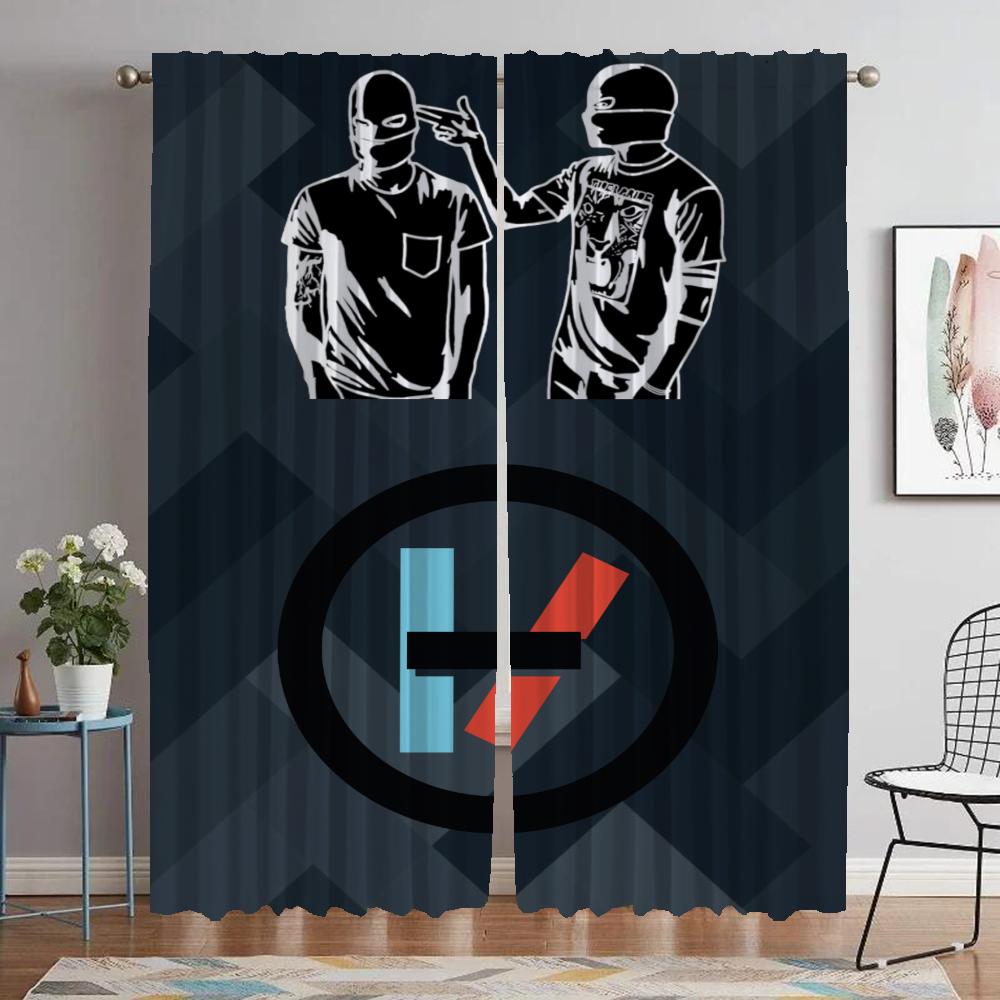 Twenty One Pilots Curtains for Living Room Curtain Shades Tulle for Bedroom Blackout Curtains 2 Pieces Partition Kitchen Elegant