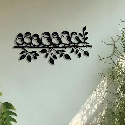 1 Stück Schwarzes Eisen Sieben Kleine Süße Vögel Auf Ast Minimalistische Metall Wandkunst - Moderne Heimdekoration Für Schlafzimmer, Wohnzimmer Oder Badezimmer.