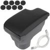 Nissan Juke 10-19 Armrest with Storage and USB Hub BLACK PU LEATHER + Mounting Kit + Cable