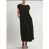 QICED Fashion Summer Spring Solid Color Print Short Sleeve O-Neck Casual Dresses