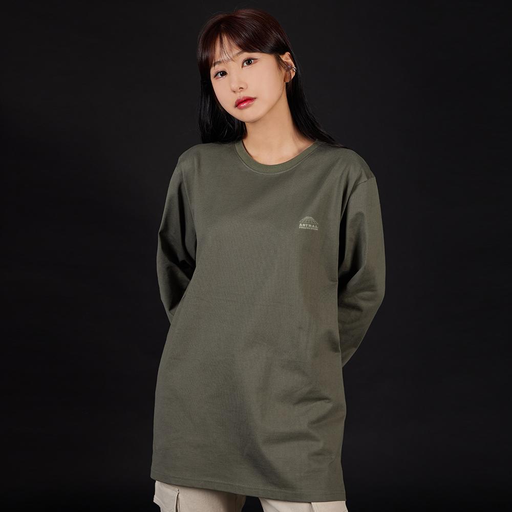 ASTRAL PROJECTION Signature Logo Oversized Long Sleeve T-Shirt_Khaki