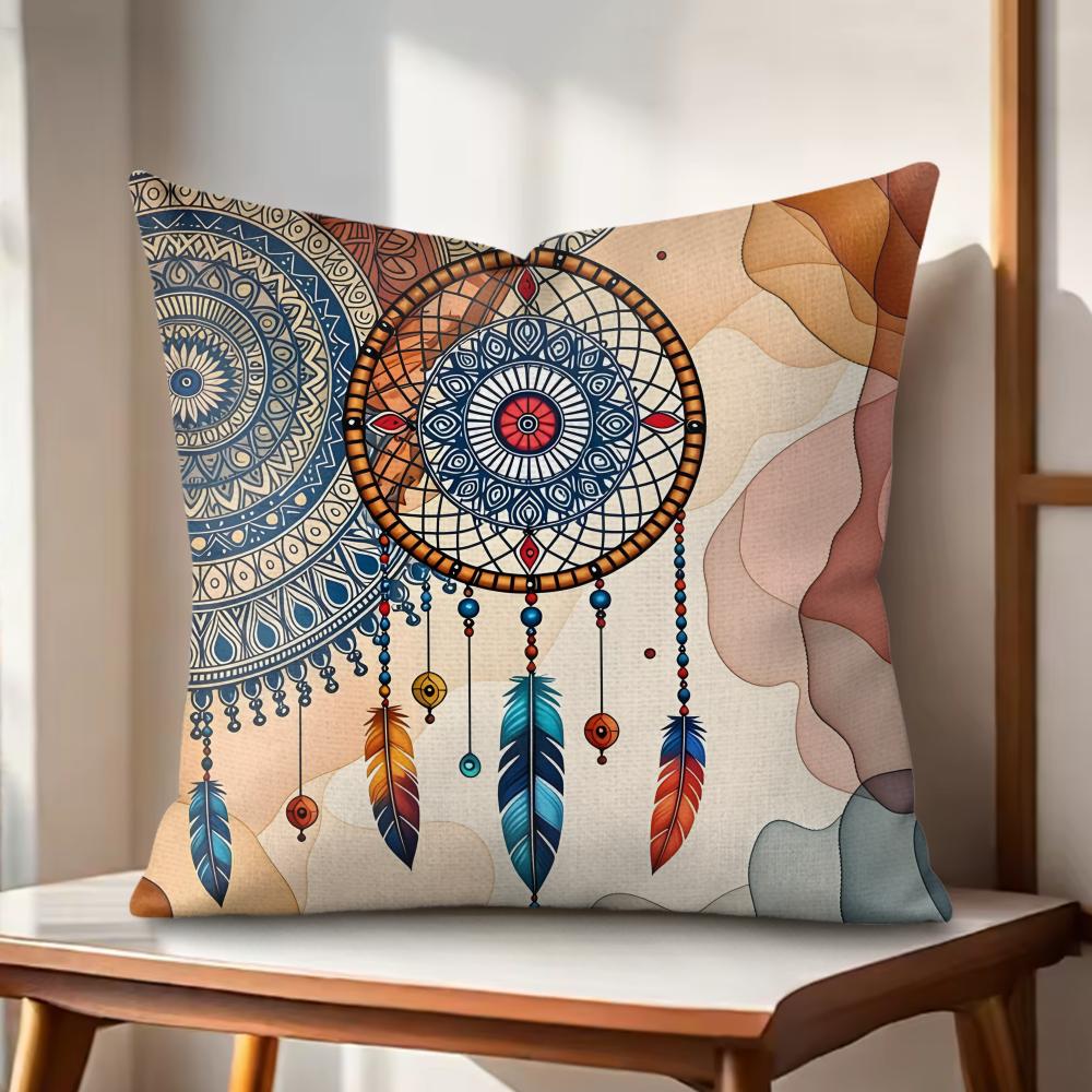 Bohemian Style Cushion Cover Natural Linen Organic Fabric DoubleSided Printing Couch Pillow Covers Home Decor Gift
