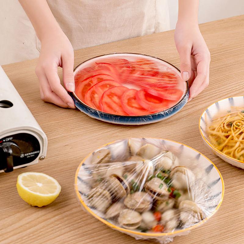 300 szt. Jednorazowa Pokrywka z Folii Plastikowej Zdejmowana Klasa Spożywcza Miska i Talerz Przechowywanie Domowa Pokrowiec Przeciwkurzowy Worek do Przechowywania Świeżości