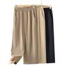 Mom's Lightweight Nine-Point Ice Silk Pants for Summer - Loose, Straight-Leg, Plus Size