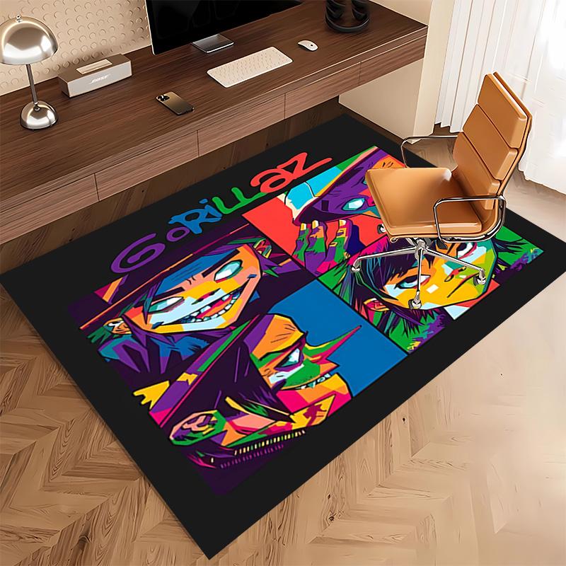 1pc Gorillaz band Print Area Rug - Soft, Washable Non-Slip Indoor Mat, Living Room, Home Office Decorative Rug,Office Decorative