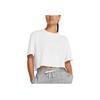 Under Armour Campus Boxy Crop Short Sleeve Solid Color Round Neck Pullover Loose Quick-Dry T-Shirt Women T-Shirts White 1383681-100