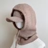 Chapeau d'automne et d'hiver pour femme, mode polyvalente, cagoule, bonnet à trou sur le dessus, casquette de baseball, écharpe intégrée, ensemble deux pièces