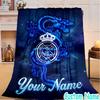 Custom Name Madrid Football Flannel Blanket Seasonal Universal Blanket For Indoor/outdoor, Perfect For Bedroom Sofa birthday gifts