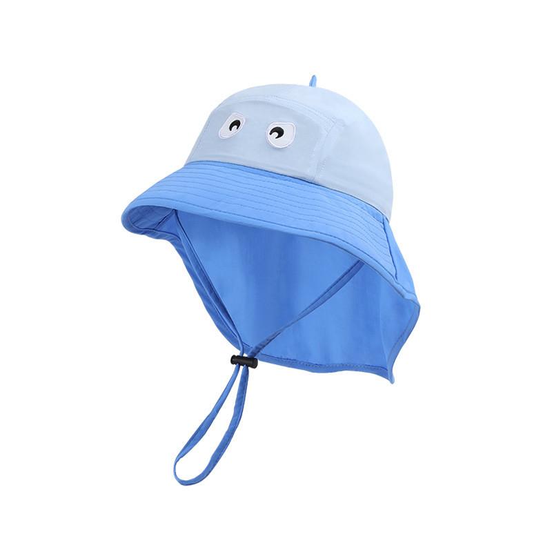 Kids Cute Cartoon Cap With Large Brim And Neck Guard For Sunny Days