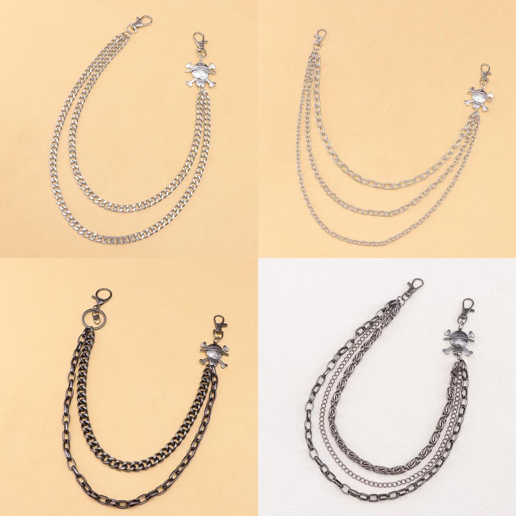Pirate Skull Metal Waist Chain With Double Layer Chains For Men And Women