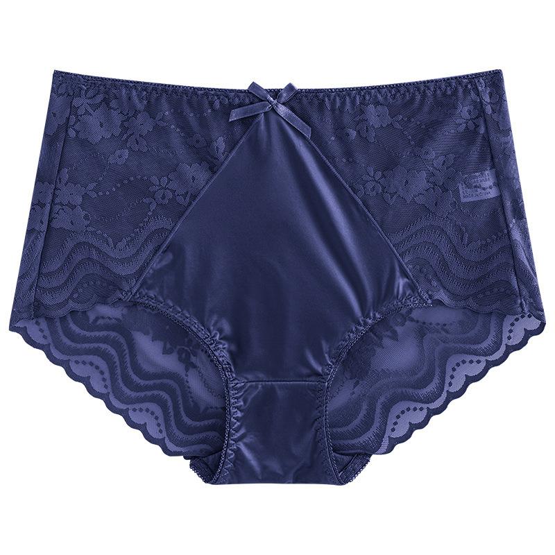 Big Size Lady Summer Sexy Lace Bow Hollow Out Without A Mark Pack Hip Lift Hip High Waist Triangle Briefs