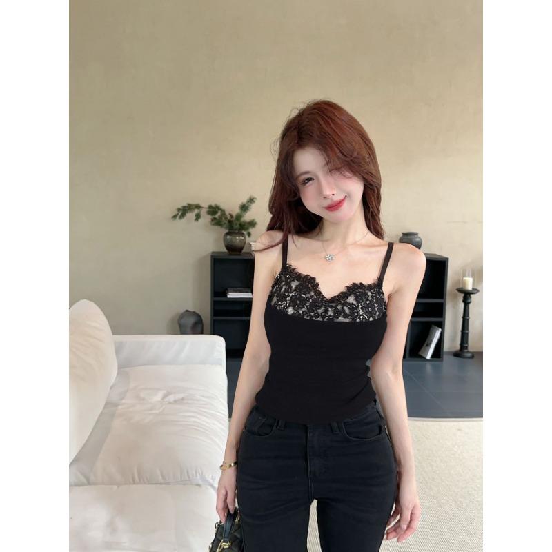 

Чистое желание сексуального кружевного жилета с бретельками через шею для женщин, дизайн нишевой красоты, спина с весенними и осенними Spice Girls на груди One size