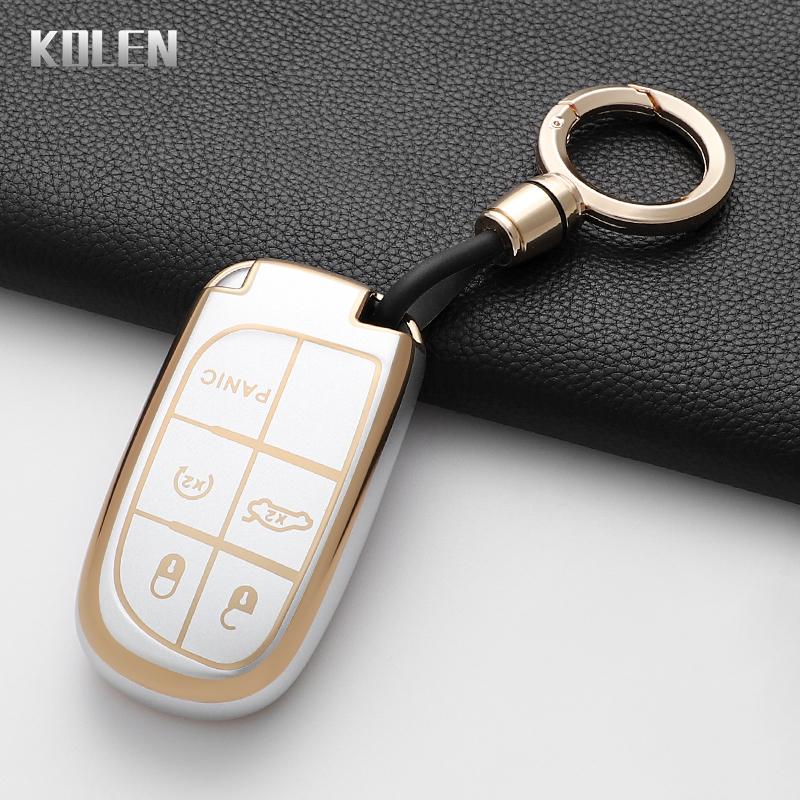 Tpu Car Remote Key Case Cover Shell For Jeep Grand Cherokee Compass Dodge Charger Chrysler Key Protection Accessories Keychain