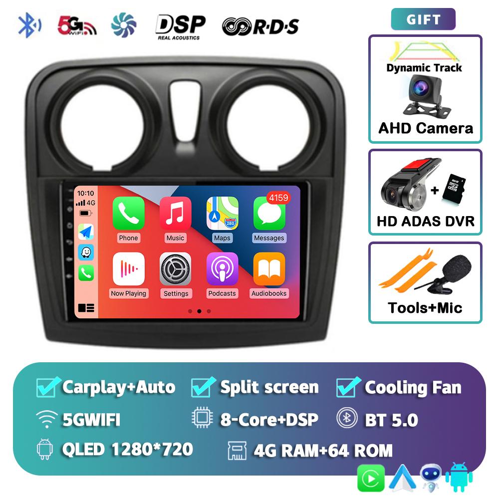 Android 14 Carplay Auto For Renault Logan 2 Sandero 2 2012 - 2016 2017 2018 2019 Car Radio Multimedia Player Stereo GPS WIFI DPS