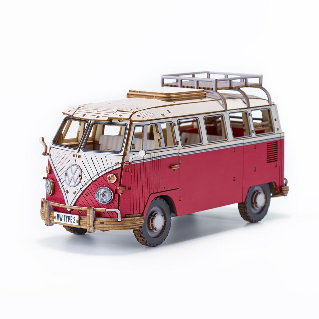 Volkswagen Type 2 Camper Van Red VINTAGE 3D Wooden Puzzle No Tools Required Advanced Level 392 Pieces Finished Size 119 x 230 x 104 mm Scale (T1)
