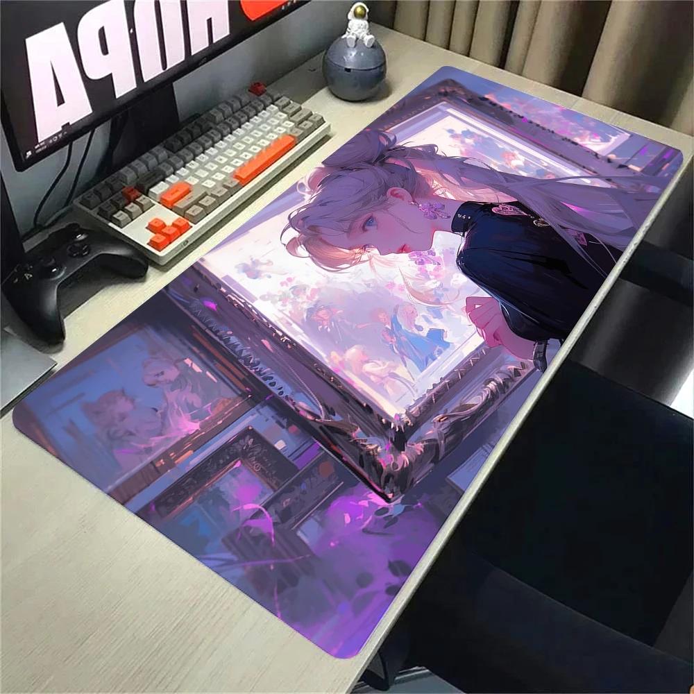 Kawaii Mouse Pad Office Computer Desk Mat Rubber Mouse Mats Gamer Keyboard Beautiful Girls Mousepad Cabinet Cute Pc Gaming
