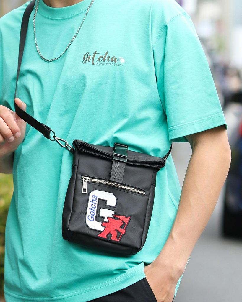GATCHA Patch Mini Shoulder Bag for Men and F Women, Surfing, Casual, Spring/Summer, 252G8507, Black,
