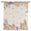 Osterhase Frühling Wildblumen Tüllgardinen für Wohnzimmer Schlafzimmer Voile Transparente Gardine Fenster Heimdeko Vorhänge