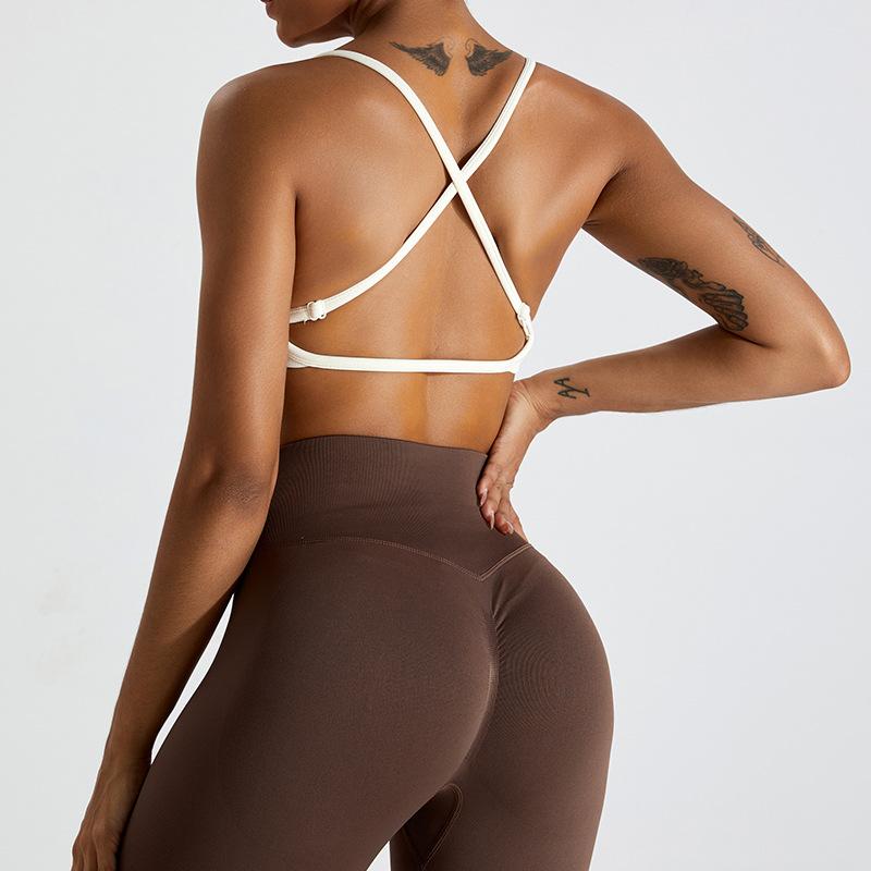 Seamless Cross Back Sports Bra for Women, Naked Feel Yoga Top, Quick-Dry Yoga Vest