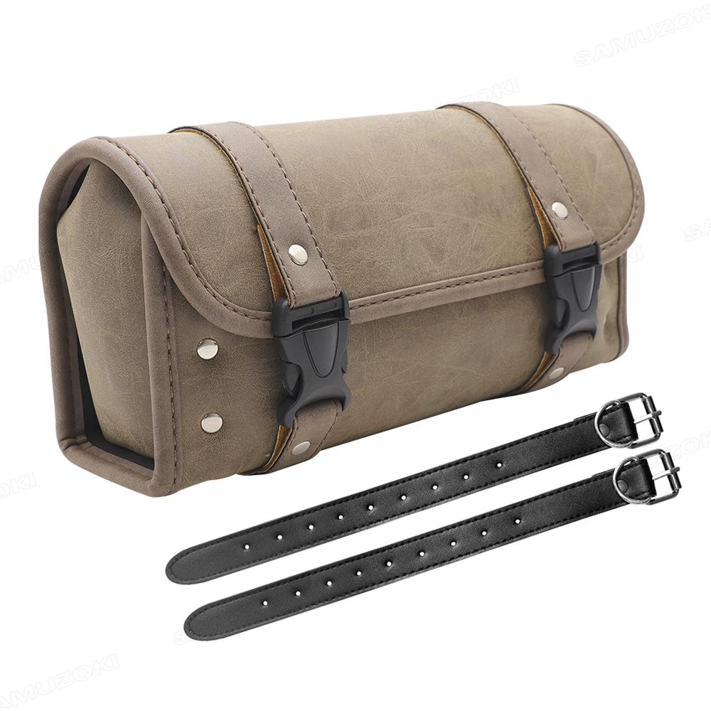Retro Motorcycle Saddle Bags Black/Brown Leather Motorbike Side Tool Tail Bag PU Luggage Borsello Moto for Harley Universal