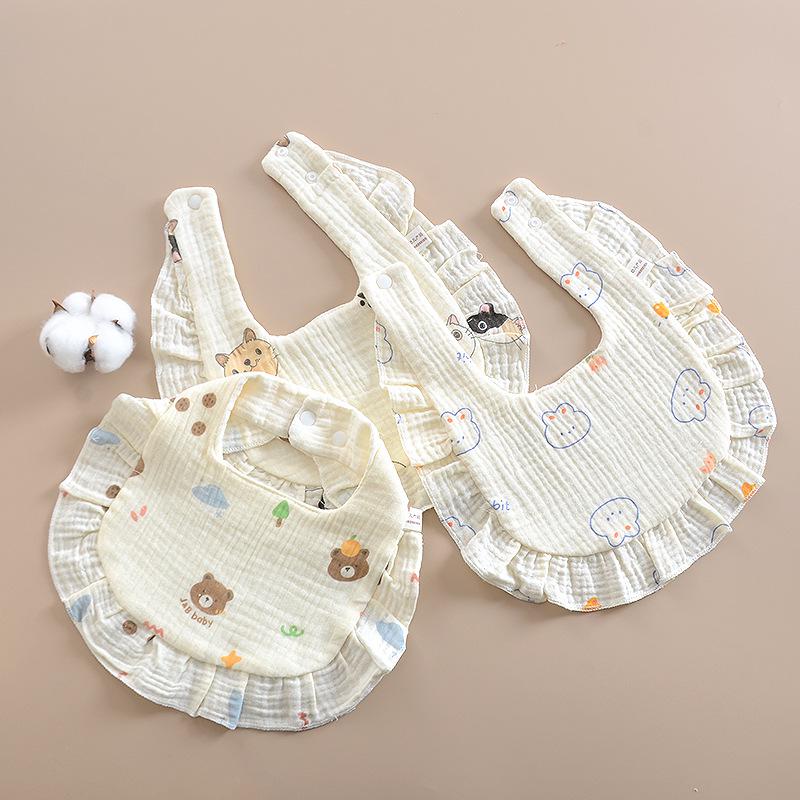 Korean Style Baby Bib: 6-Layer Pure Cotton Gauze with Lace, Cute, Soft & Absorbent