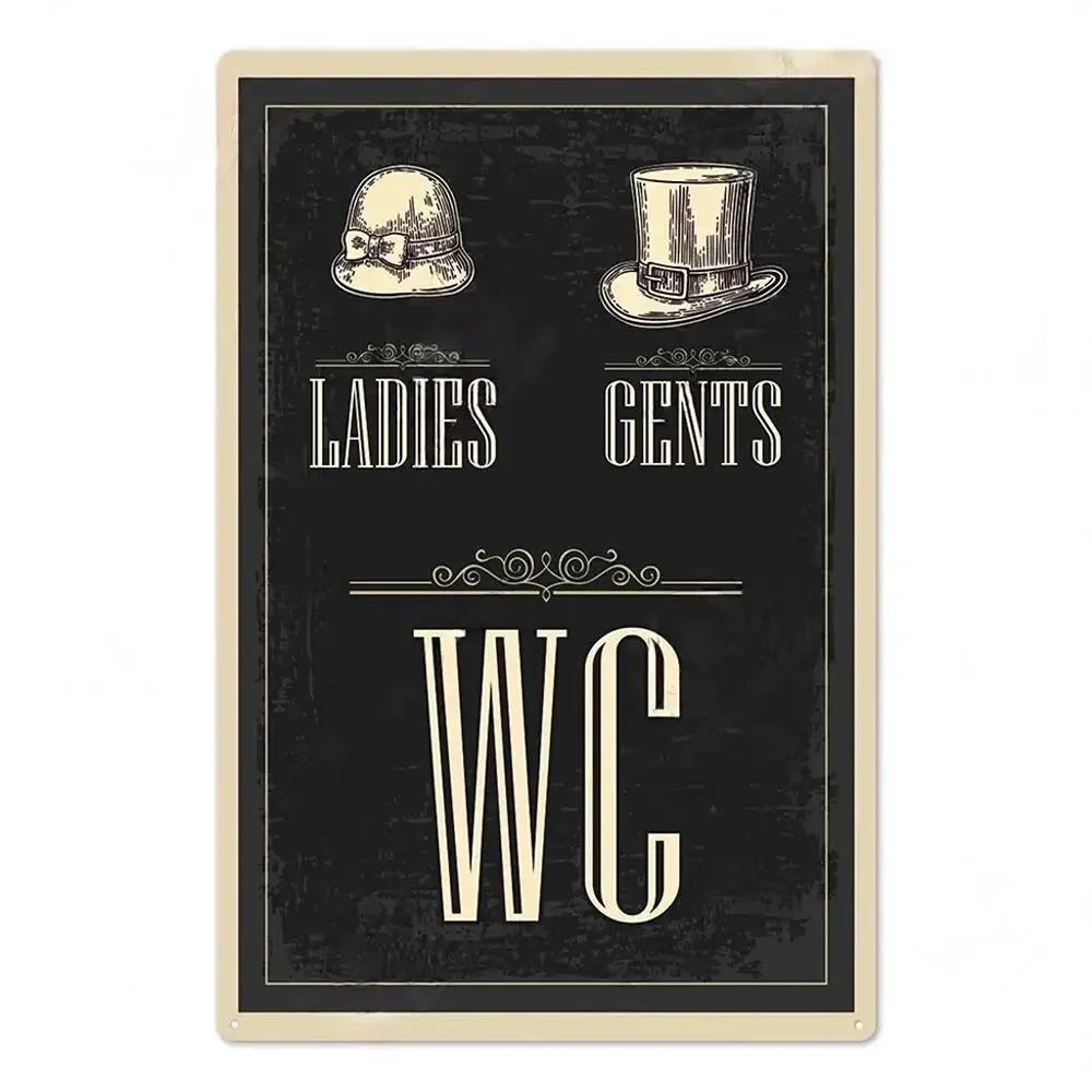 Placa de Metal Vintage Engraçada para Banheiro Lata Sinal Placa WC Lavatório Toilettes Arte de Parede Bar Clube Banheiro Lavatório Banheiro Decoração de Parede