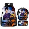 Primary school students' new Naruto cartoon schoolbag three-piece backpack large-capacity backpack