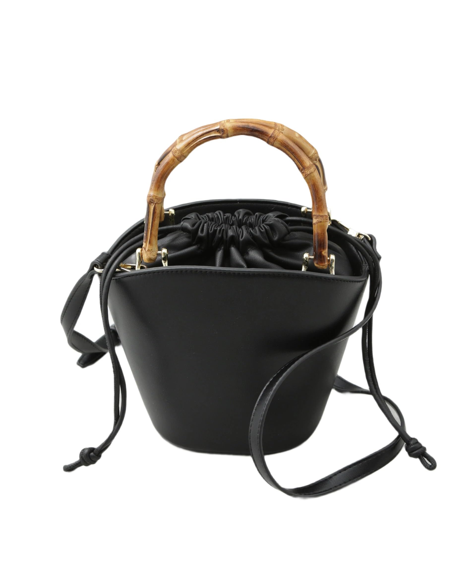 

Nano Universe Bamboo Handle Mini Bucket Bag, Women s, F 010, Black, 669-5132302