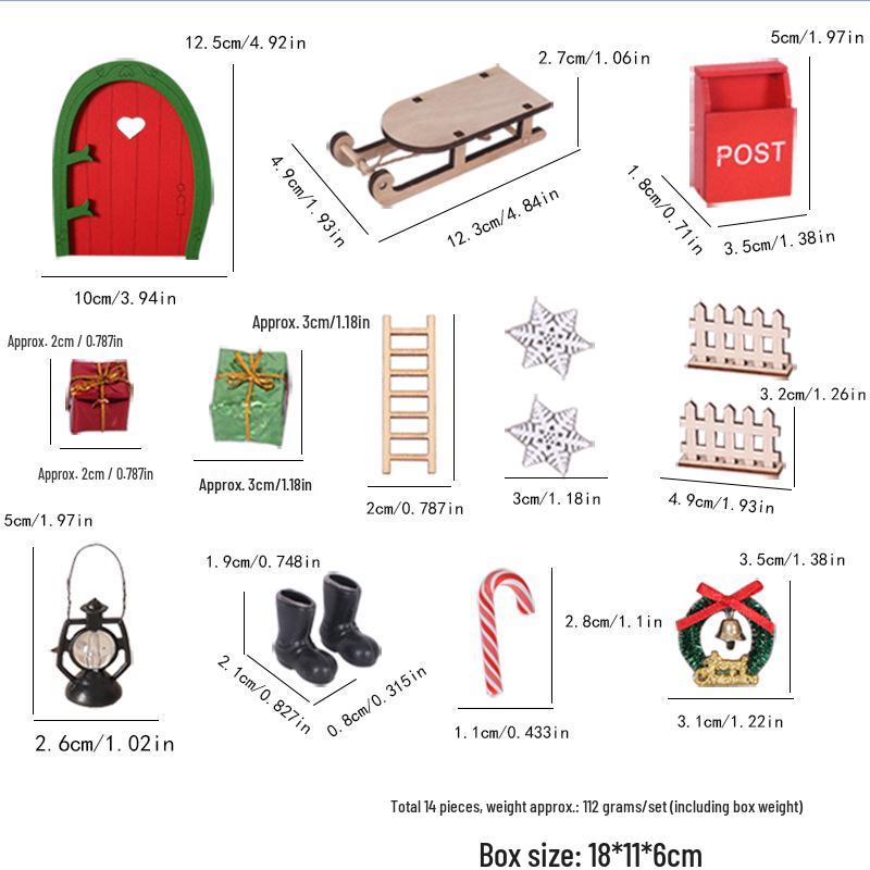 Dollhouse Christmas Décor: Doorway Mailbox & Sleigh with Kerosene Lamp