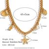 Fashionable and Retro Explosive Pendant Stainless Steel Plated with 18K Gold Ocean Style Pendant Side Chain Necklace for Women