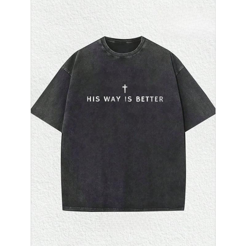 Retro Street Style T-shirt, Double-sided Print. Creative Graphic Print T-shirt, Pure Cotton, Washed T-shirt, Drop Shoulder T-shirt, Basic T-shirt S чёрный