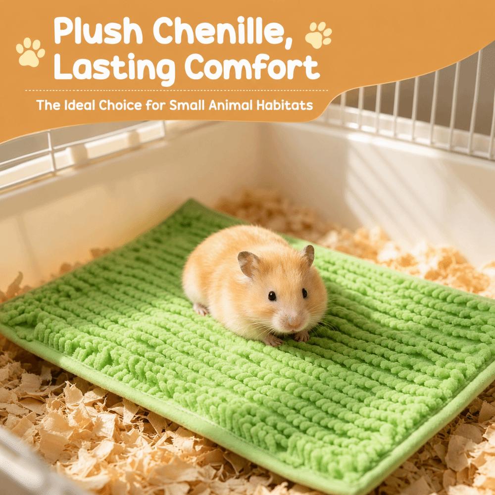 Washable Washable Pet Pad Chenille Fleece Fleece Bedding Mat Durable Small Animal Liner  Guinea Pig